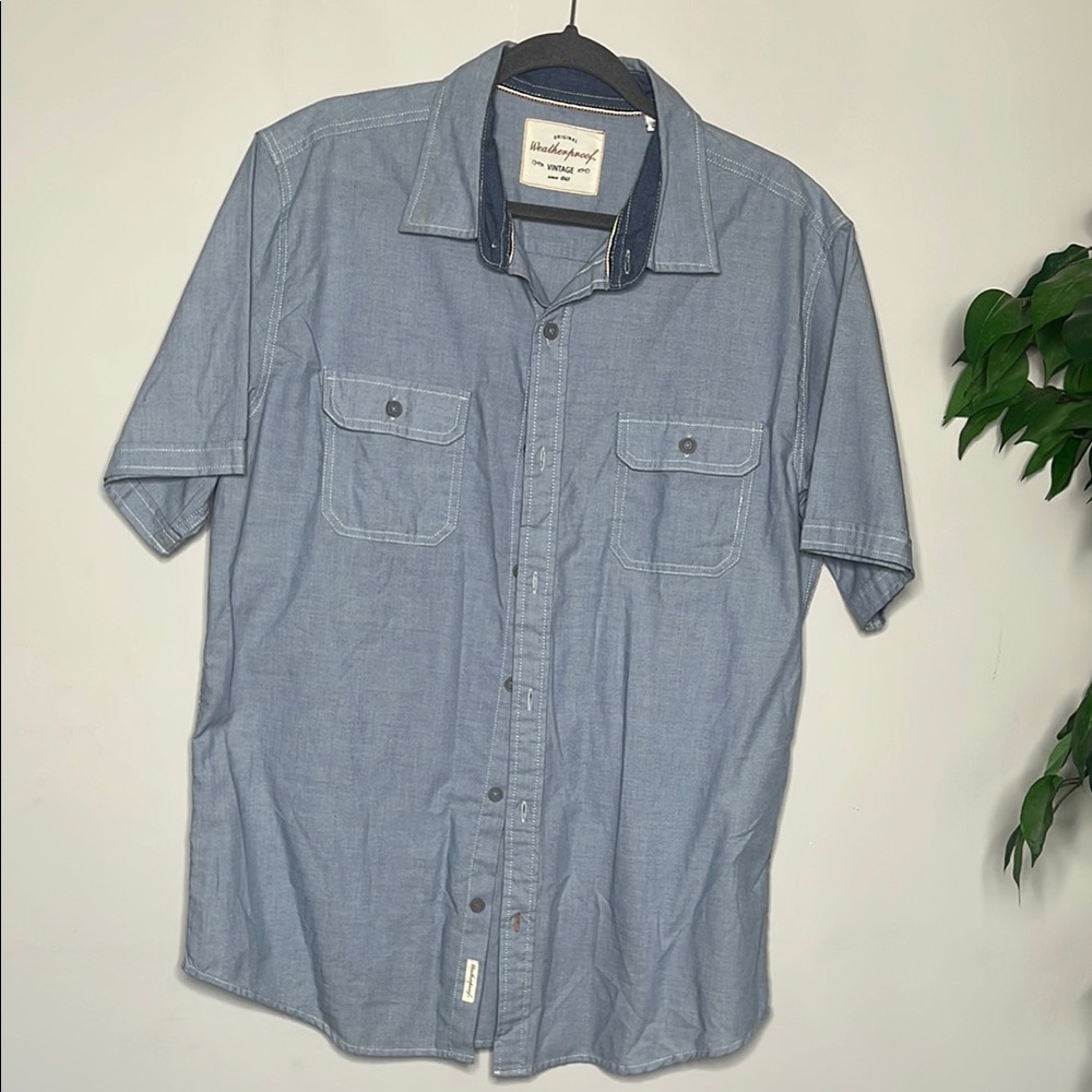 Weatherproof Light Blue Casual Button Down Shirt